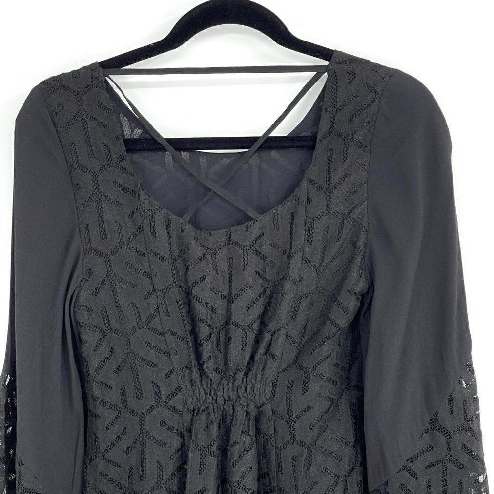 MinkPink Drive Me Crazy Flair Sleeve Lace Mini Fit & flare Black Dress NWT Size - Picture 10 of 15